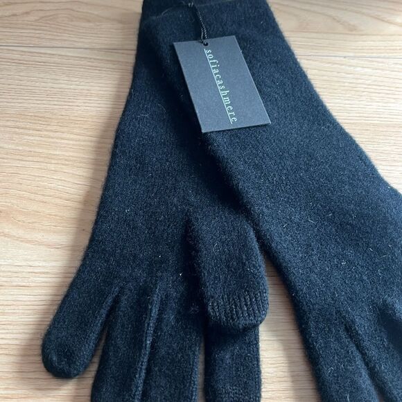 NWT SOFIA Cashmere Screen Compatible Tech Knit Gloves Black LUXURIOUS $150 - Picture 5 of 5